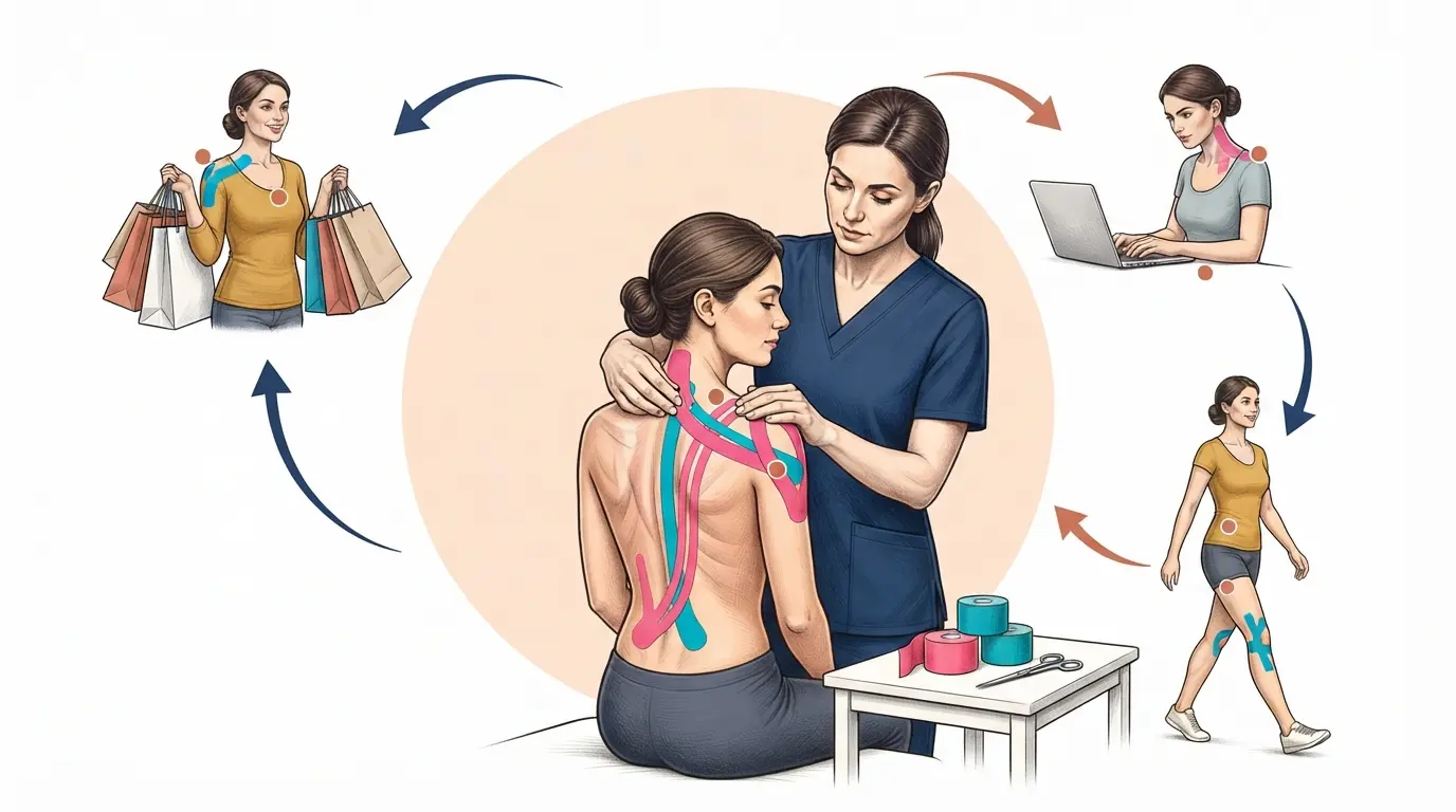 Aplicación de vendaje neuromuscular en una práctica de fisioterapia